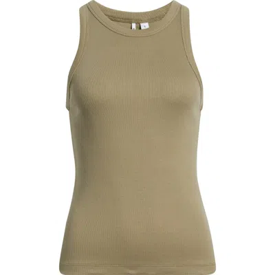 Nordstrom Everyday Cotton Rib Tank In Olive Covert