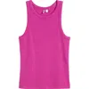 Nordstrom Everyday Cotton Rib Tank In Pink Wild Aster