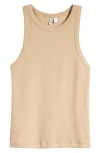 Nordstrom Everyday Cotton Rib Tank In Tan Travertine