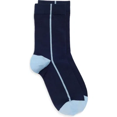 Nordstrom Everyday Flat Knit Crew Socks In Blue