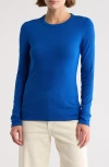 Nordstrom Everyday Long Sleeve Crewneck Rib T-shirt In Blue Surf