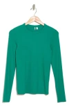 Nordstrom Everyday Long Sleeve Crewneck Rib T-shirt In Green Ultra