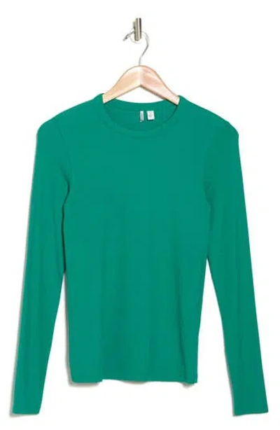 Nordstrom Everyday Long Sleeve Crewneck Rib T-shirt In Green Ultra