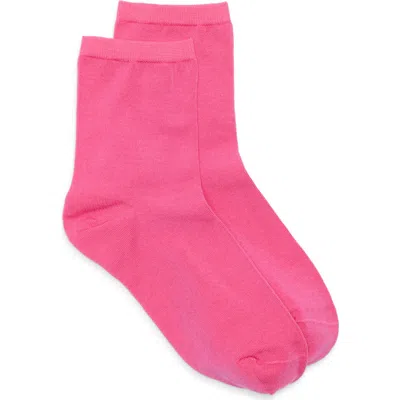 Nordstrom Everyday Low Flat Knit Crew Socks In Pink Boss