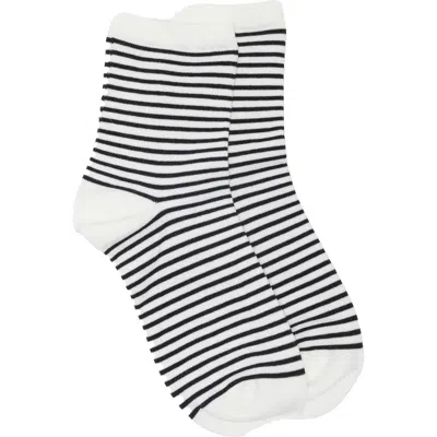 Nordstrom Everyday Low Flat Knit Rib Crew Socks In Black