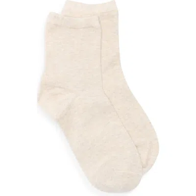 Nordstrom Everyday Low Flat Knit Rib Crew Socks In Neutral