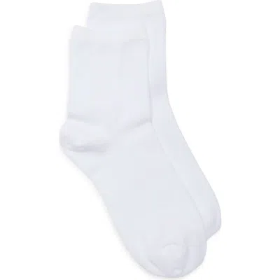 Nordstrom Everyday Low Flat Knit Rib Crew Socks In White