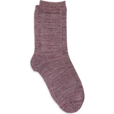 Nordstrom Everyday Metallic Crew Socks In Burgundy Tannin