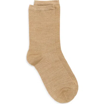 Nordstrom Everyday Metallic Crew Socks In Tan Cartouche
