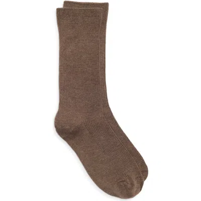 Nordstrom Everyday Rib Crew Socks In Brown Heather
