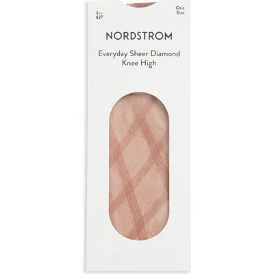 Nordstrom Everyday Sheer Diamond Knee High Socks In Neutral