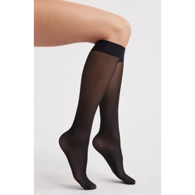 Nordstrom Everyday Sheer Knee High Socks In Black