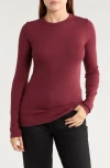 Nordstrom Everyday Stretch Pima Cotton Ribbed T-shirt In Burgundy
