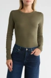 Nordstrom Everyday Stretch Pima Cotton Ribbed T-shirt In Green