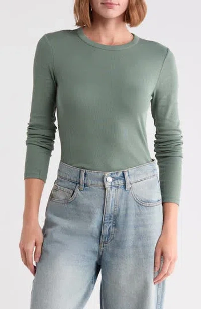 Nordstrom Everyday Stretch Pima Cotton Ribbed T-shirt In Green Wreath