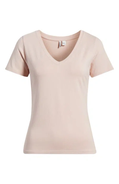 Nordstrom Everyday V-neck Pima Cotton Blend T-shirt In Neutral