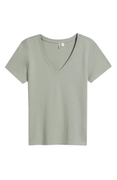 Nordstrom Everyday V-neck Pima Cotton Blend T-shirt In Gray