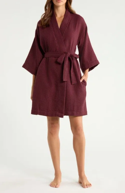 Nordstrom Everyday Waffle Robe In Burgundy