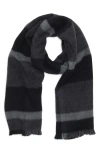 Nordstrom Exploded Plaid Merino Wool Scarf In Black