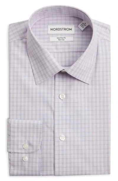 Nordstrom Extra Trim Fit Check Non-iron Dress Shirt In Purple