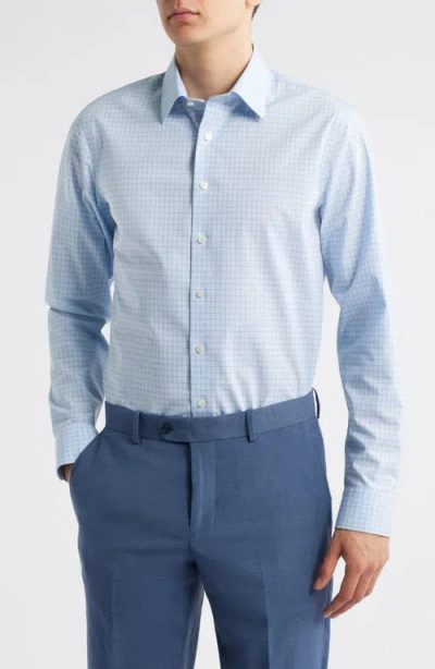 Nordstrom Extra Trim Fit Check Non-iron Dress Shirt In Blue