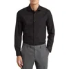 Nordstrom Extra Trim Fit Stripe Tech-smart Coolmax® Non-iron Dress Shirt In Black