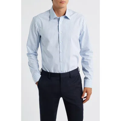 Nordstrom Extratrim Fit Non-iron Stripe Cotton Dress Shirt In Blue