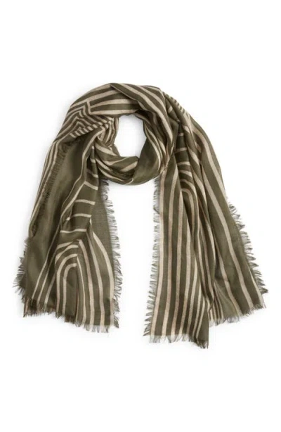 Nordstrom Eyelash Trim Print Cashmere & Silk Wrap In Green