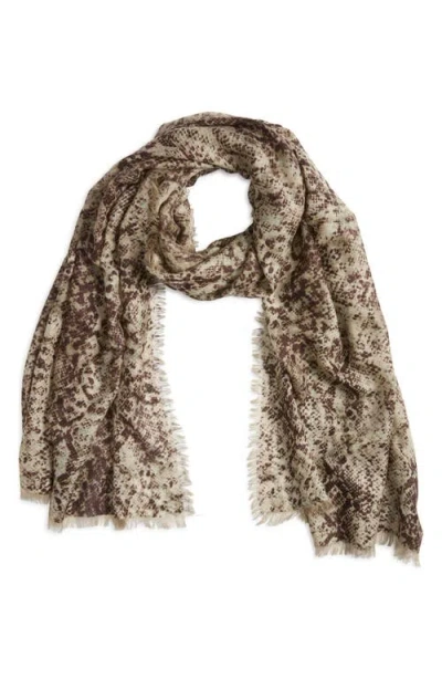 Nordstrom Eyelash Trim Print Cashmere & Silk Wrap In Brown