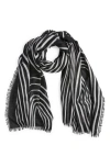 Nordstrom Eyelash Trim Print Cashmere & Silk Wrap In Black