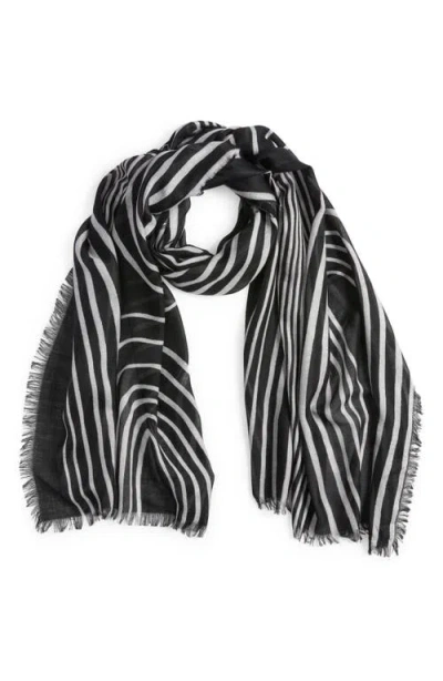 Nordstrom Eyelash Trim Print Cashmere & Silk Wrap In Black