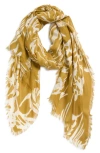 Nordstrom Eyelash Trim Print Cashmere & Silk Wrap In Green