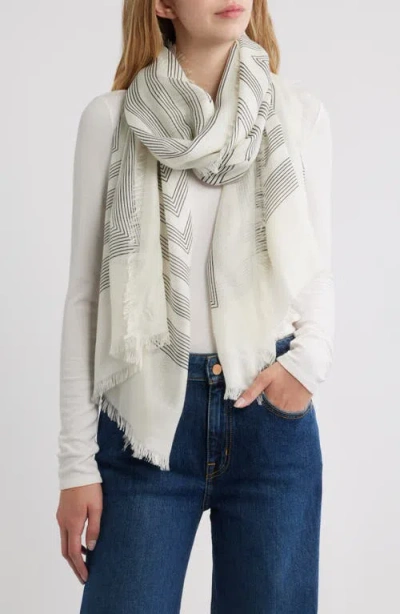 Nordstrom Eyelash Trim Print Cashmere & Silk Wrap In White