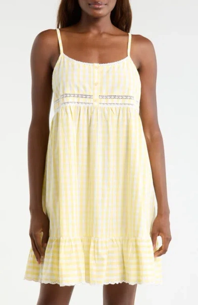 Nordstrom Eyelet Detail Cotton Nightgown In Yellow