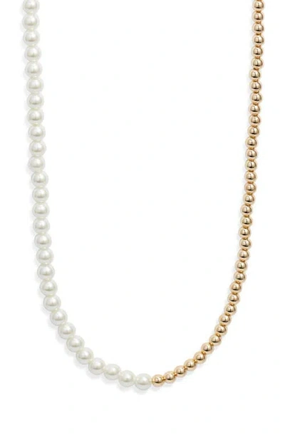 Nordstrom Faux Pearl & Bead Toggle Necklace In Burgundy