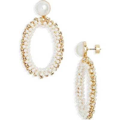 Nordstrom Faux Pearl & Rhinestone Drop Earrings In Gold