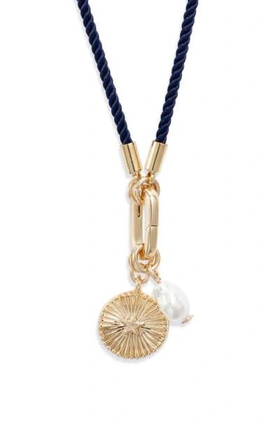 Nordstrom Faux Pearl Charm Cord Necklace In Gold