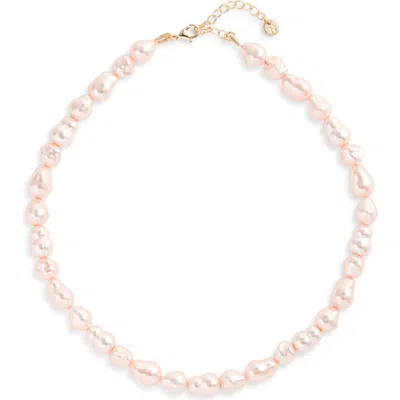 Nordstrom Faux Pearl Collar Necklace In Pink