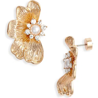 Nordstrom Faux Pearl Flower Stud Earrings In Gold