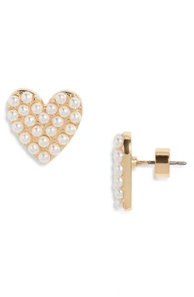 Nordstrom Faux Pearl Heart Stud Earrings In Gold