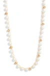 Nordstrom Faux Pearl Macramé Long Necklace In Neutral