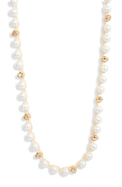 Nordstrom Faux Pearl Macramé Long Necklace In Neutral