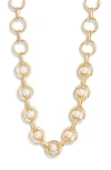 Nordstrom Faux Pearl Round Link Necklace In Gold