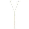 Nordstrom Faux Pearl Station Demi Fine Y-necklace In Gold