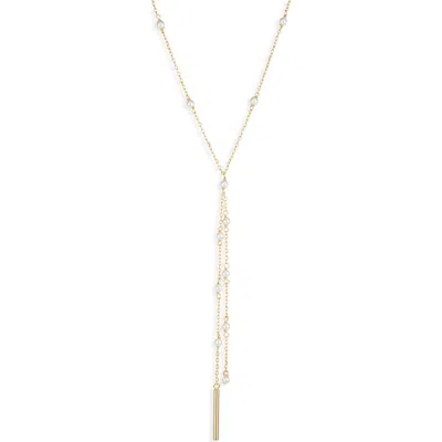Nordstrom Faux Pearl Station Demi Fine Y-necklace In Gold