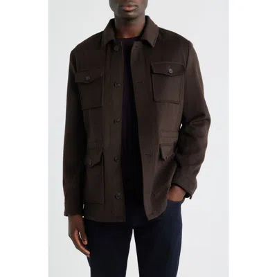 Nordstrom Felted Wool Blend Field Jacket In Brown