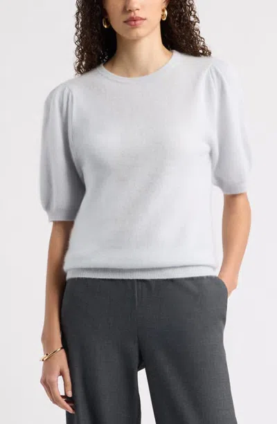 Nordstrom Femme Short Sleeve Brushed Cashmere Sweater In White