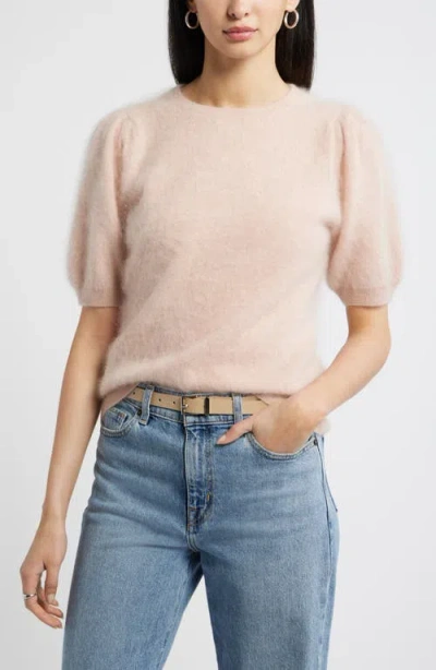 Nordstrom Femme Short Sleeve Brushed Cashmere Sweater In Neutral