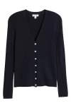 Nordstrom Fitted V-neck Rib Cardigan In Navy Night