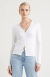 Nordstrom Fitted V-neck Rib Cardigan In White